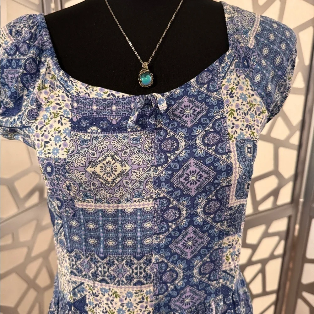 Place Blue and White Casual  Dress Size 16 (XXL/TTG)